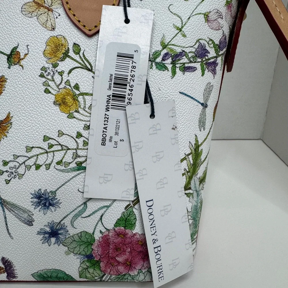 Dooney & Bourke Geena Satchel White Wildflower Floral Handbag BBOTA1327 WHNA NEW